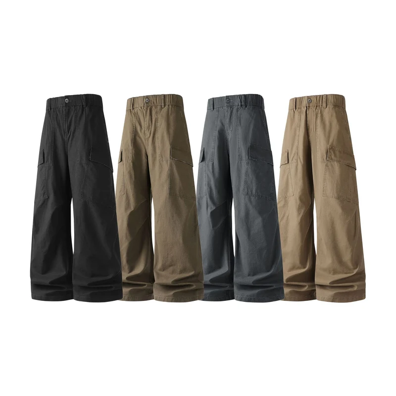 Damen Weite Cropped Cargo‑Hose mit elastischem Bund und aufgesetzten Taschen Drune