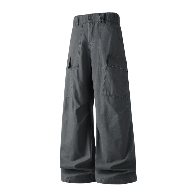 Damen Weite Cropped Cargo‑Hose mit elastischem Bund und aufgesetzten Taschen Drune