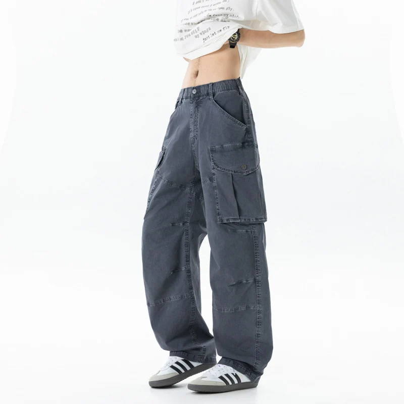 Damen Weite Cargohose mit hohem Bund, Oversize‑Bein und großen Klappentaschen Drune