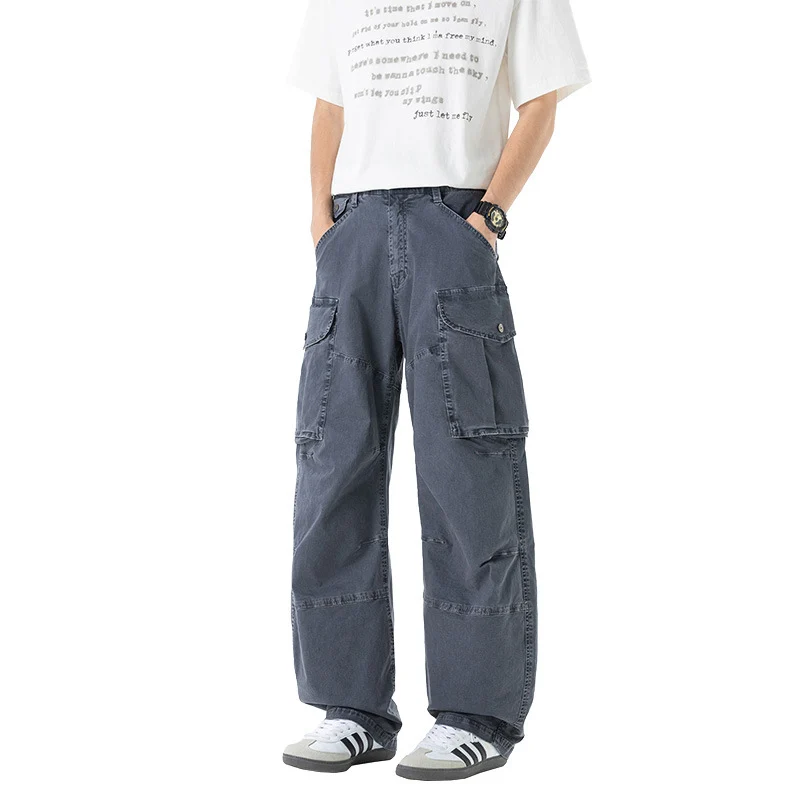 Damen Weite Cargohose mit hohem Bund, Oversize‑Bein und großen Klappentaschen Drune