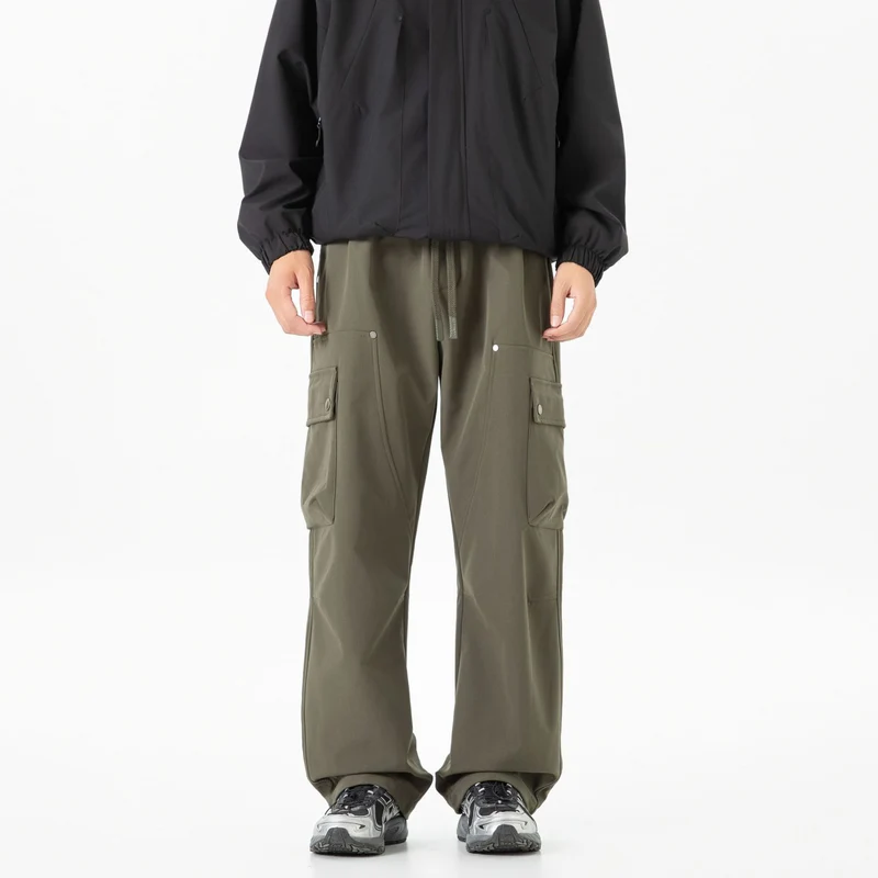 Damen Weite Cargo-Shorts mit elastischem Tunnelzugbund und Multifachtaschen Drune