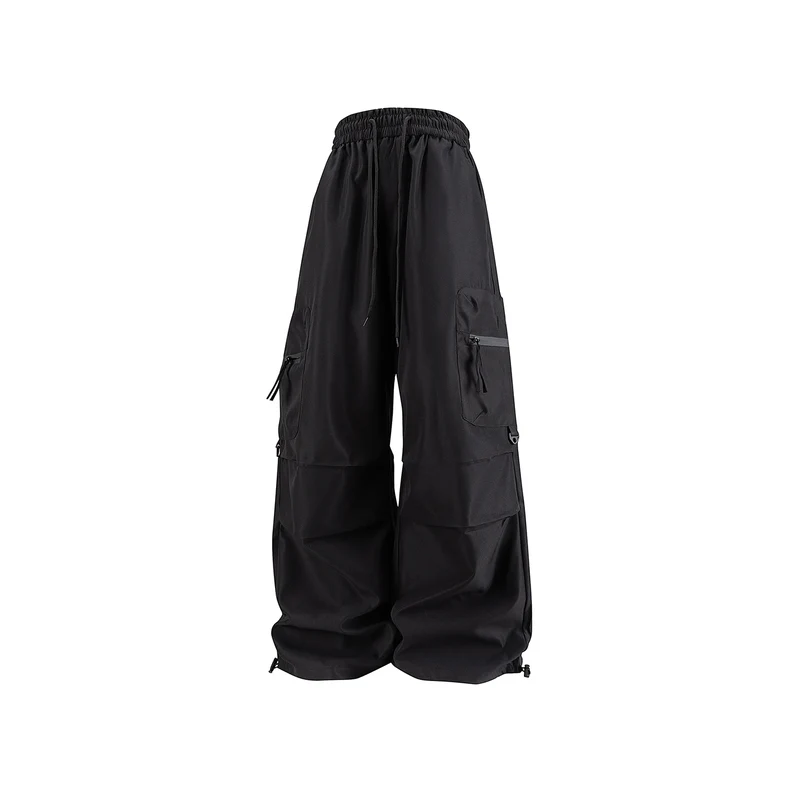Damen Weite Cargo‑Schlaghose mit hohem Elastbund, Multitaschen und verstellbarem Saum Drune
