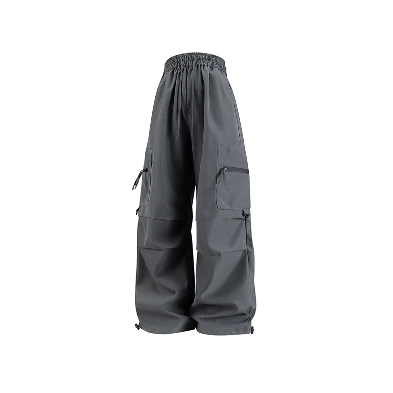 Damen Weite Cargo‑Schlaghose mit hohem Elastbund, Multitaschen und verstellbarem Saum Drune