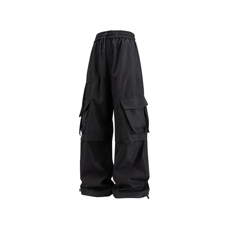 Damen Weite Cargo‑Hose im Baggy‑Cut mit elastischem Tunnelzugbund, Klapp‑Utility‑Taschen und verstellbarem Beinabschluss Drune