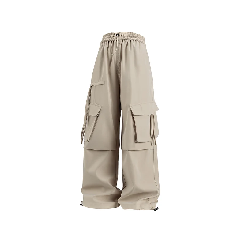 Damen Weite Cargo‑Hose im Baggy‑Cut mit elastischem Tunnelzugbund, Klapp‑Utility‑Taschen und verstellbarem Beinabschluss Drune