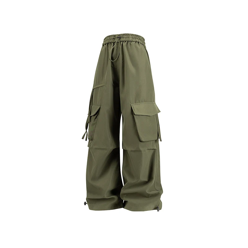 Damen Weite Cargo‑Hose im Baggy‑Cut mit elastischem Tunnelzugbund, Klapp‑Utility‑Taschen und verstellbarem Beinabschluss Drune