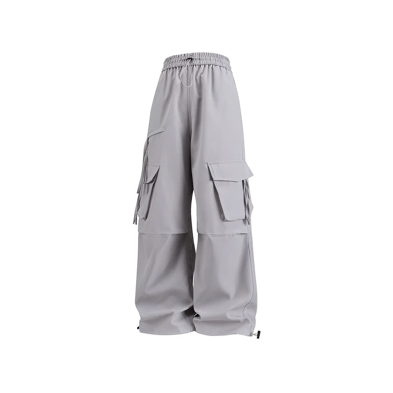 Damen Weite Cargo‑Hose im Baggy‑Cut mit elastischem Tunnelzugbund, Klapp‑Utility‑Taschen und verstellbarem Beinabschluss Drune