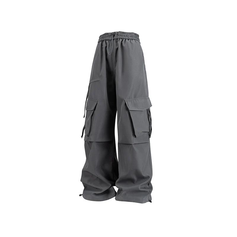 Damen Weite Cargo‑Hose im Baggy‑Cut mit elastischem Tunnelzugbund, Klapp‑Utility‑Taschen und verstellbarem Beinabschluss Drune