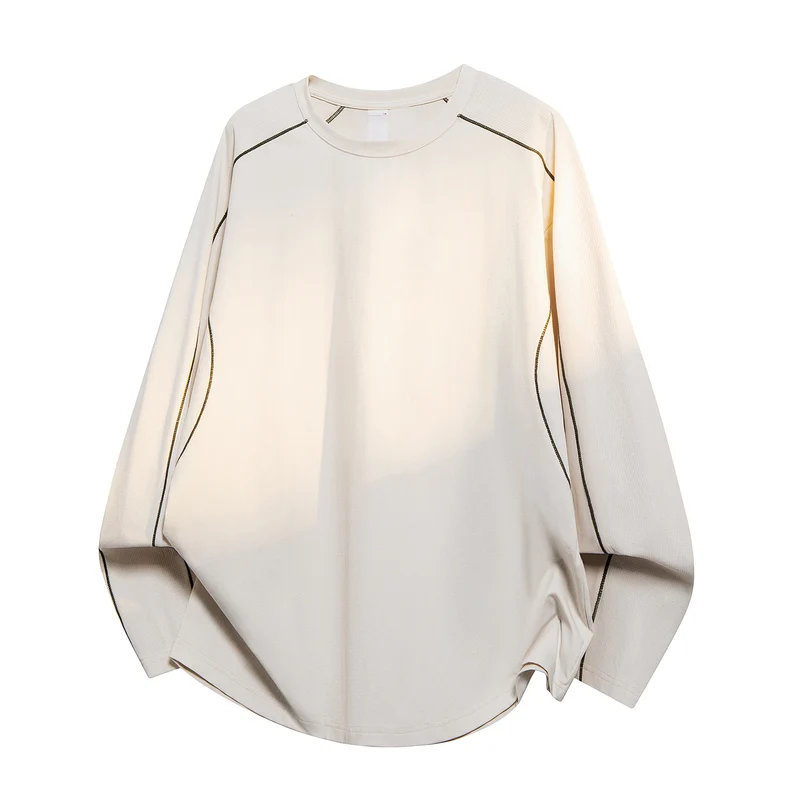 Damen Oversize-Langarmshirt aus Waffel‑ und Jersey‑Mix mit kontrastierenden Flatlocknähten Drune
