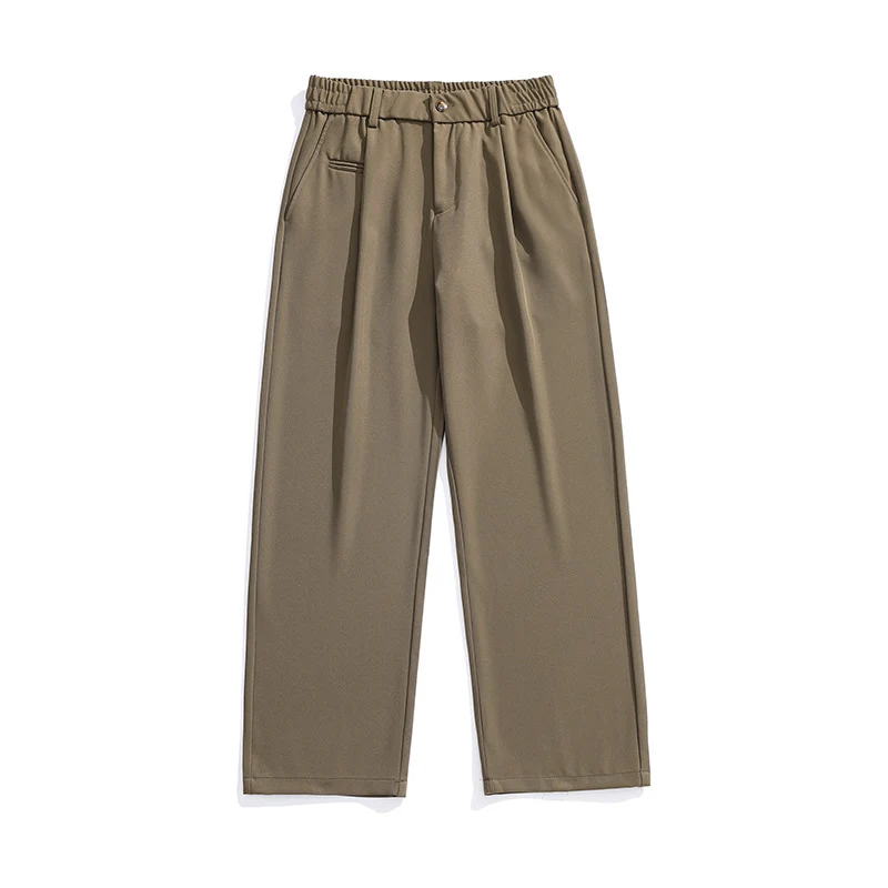 Damen Locker sitzende Bundfalten-Hose mit elastischem Komfortbund und geradem Saum Drune
