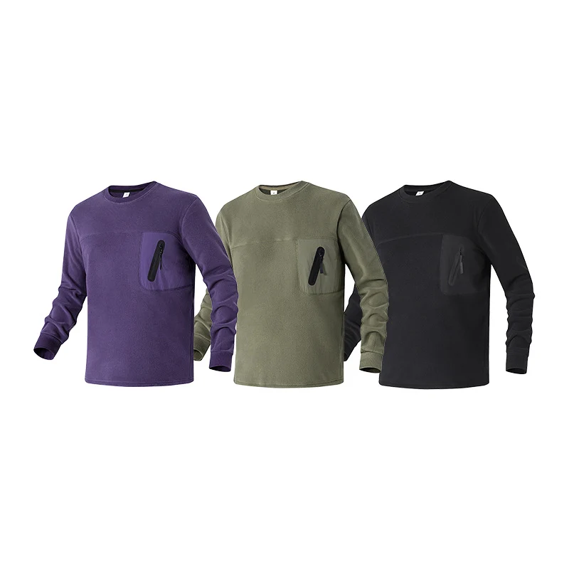 Damen Fleecepullover mit Brustreißverschluss-Tasche und Rundhalsausschnitt Drune