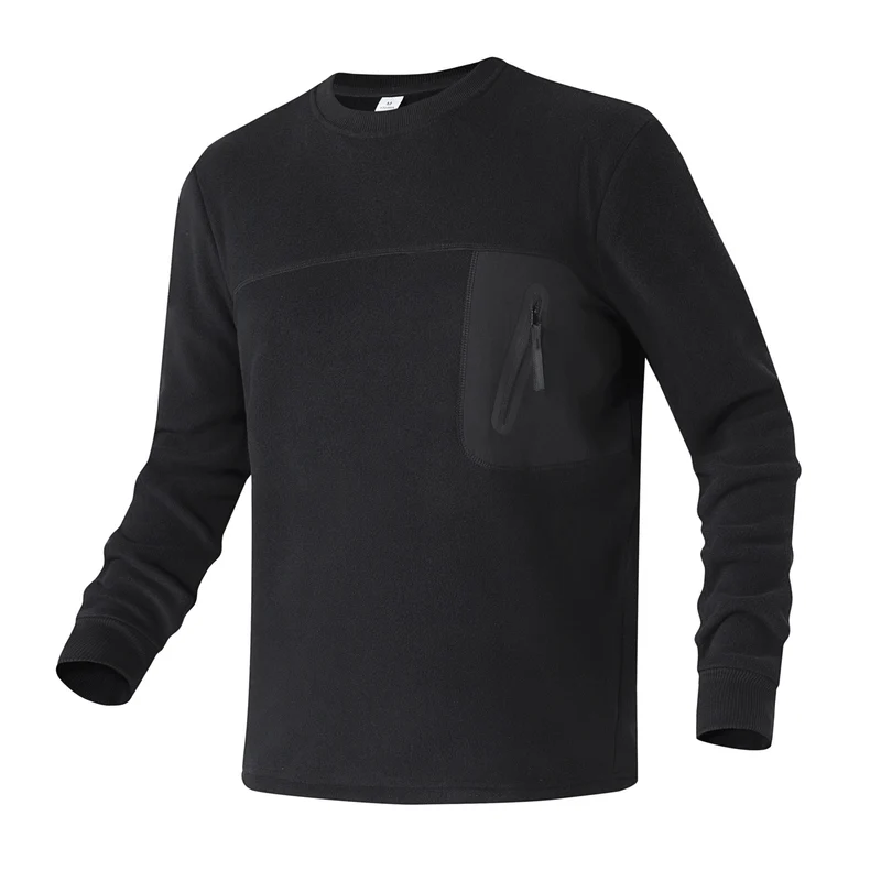 Damen Fleecepullover mit Brustreißverschluss-Tasche und Rundhalsausschnitt Drune