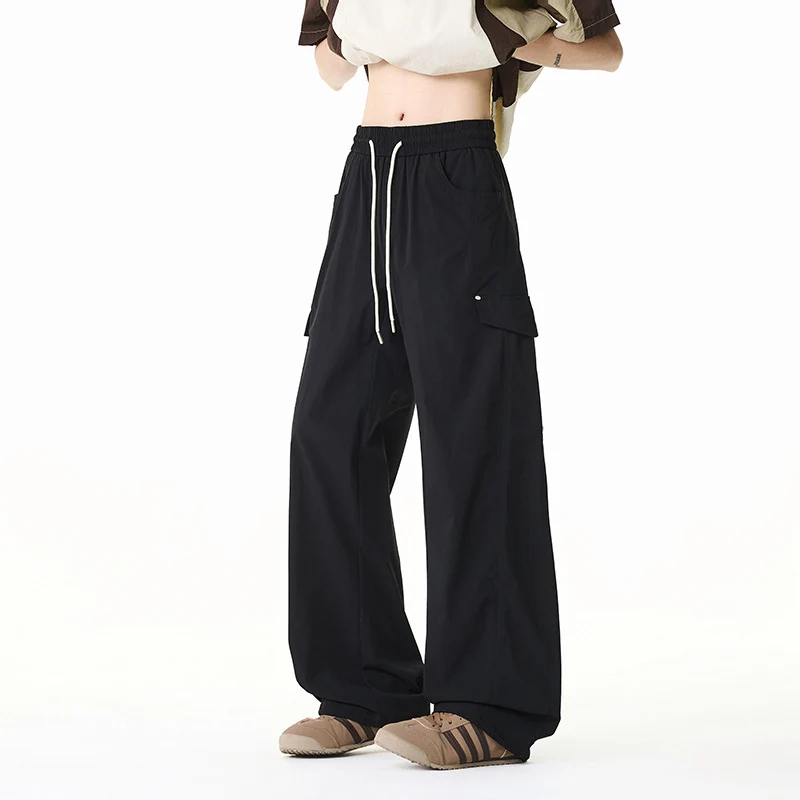 Damen Extraweite Cargo-Hose mit Tunnelzugbund, Klappentaschen und verstellbarem Beinabschluss Drune