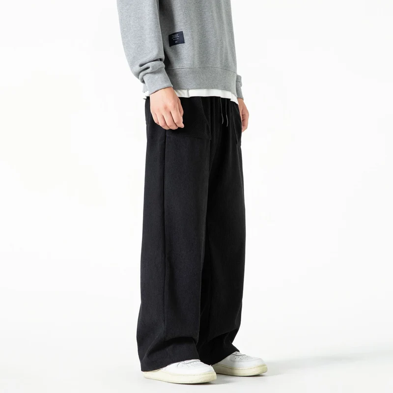 Damen Cordhose mit weitem Bein, elastischem Bund und aufgesetzten Taschen Drune