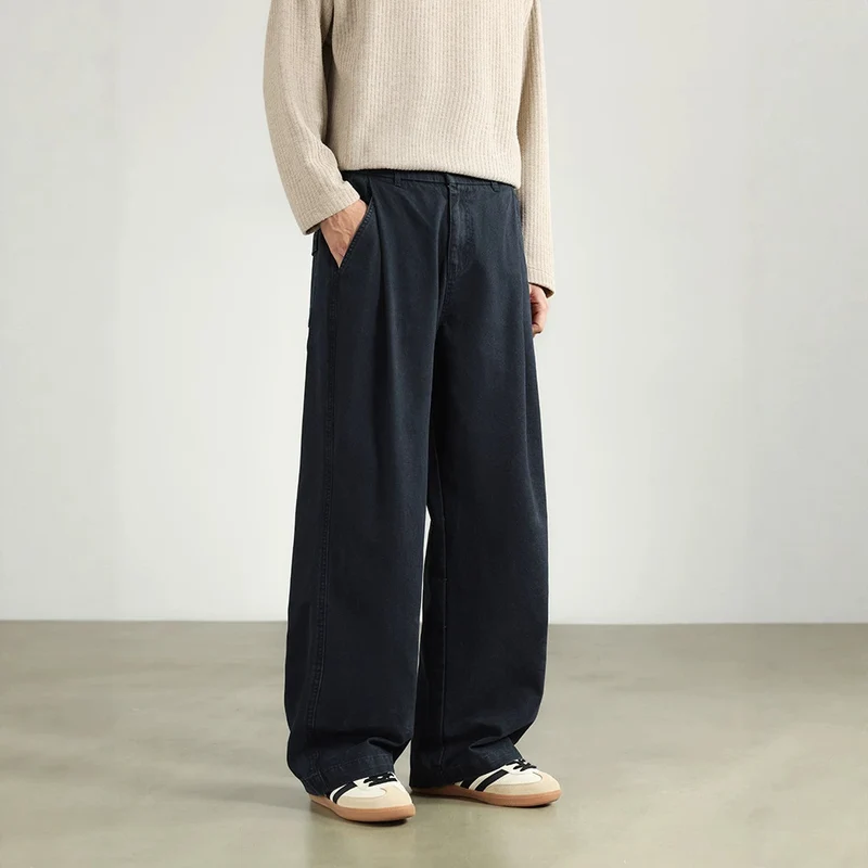 Damen Bundfalten-Hose mit elastischem Taillenbund und weitem Bein Drune