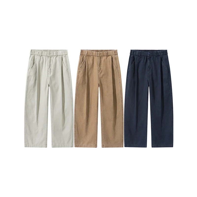 Damen Bundfalten-Hose mit elastischem Taillenbund und weitem Bein Drune