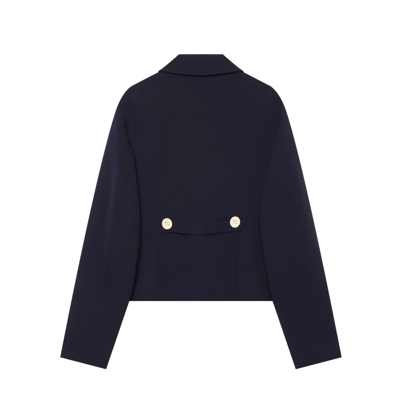 Damen Kurz geschnittene Utility-Jacke mit Schulterklappen und großen Kontrastknöpfen Drune