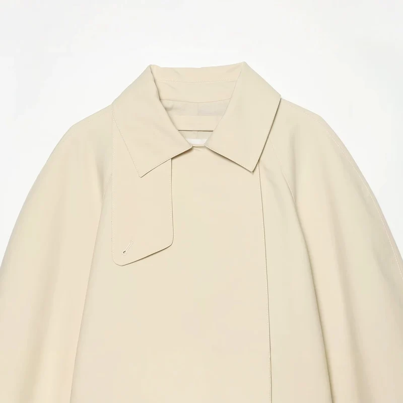 Damen Kurz geschnittene Trenchjacke mit Oversize-Ärmeln und verdeckter Knopfleiste Drune