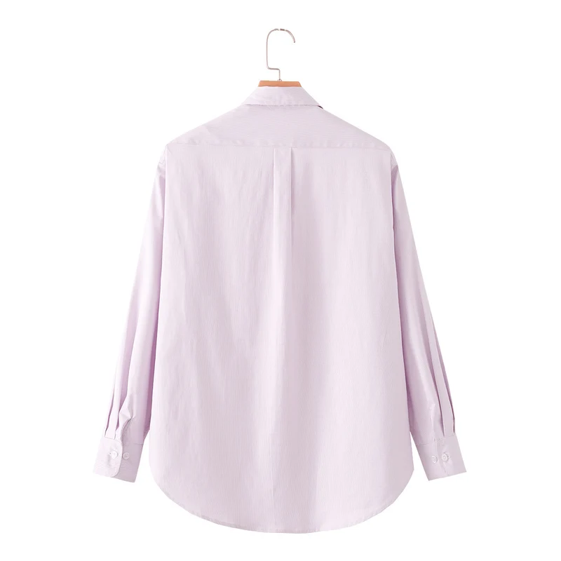 Damen Klassische Oversize-Hemdbluse mit verdeckter Knopfleiste und abgerundetem Saum Drune