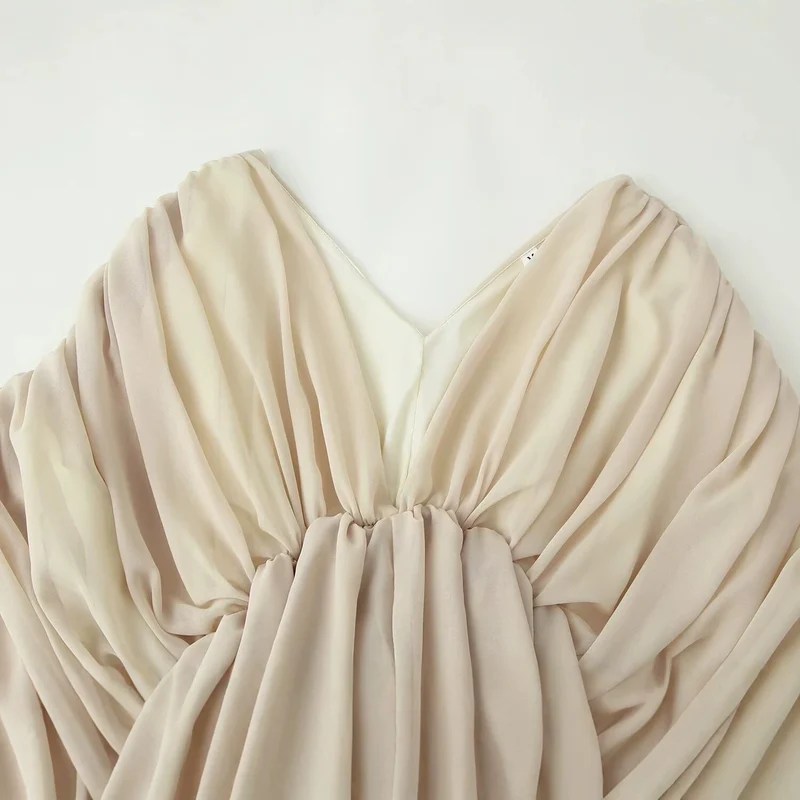 Damen Drapiertes Chiffon-Top mit tiefem V‑Ausschnitt und Volant‑Cape Drune