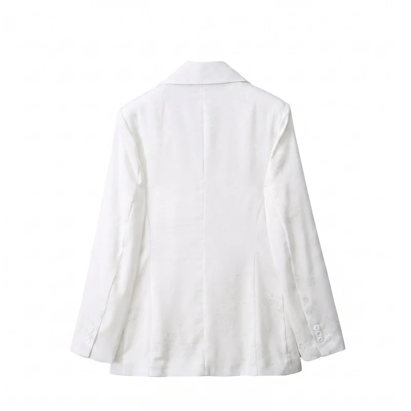 Damen Doppelreihiger Blazer mit floralem Jacquard und Schalkragen Drune