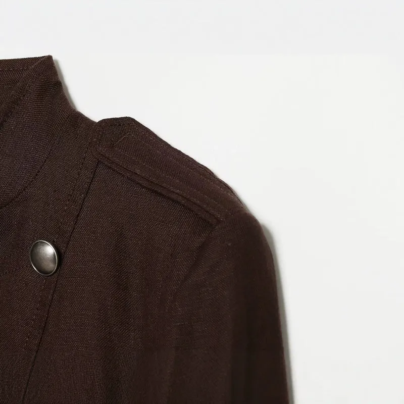 Damen Cropped Feldjacke im Militärstil mit Stehkragen, Epauletten und doppelter Zierknopfleiste Drune