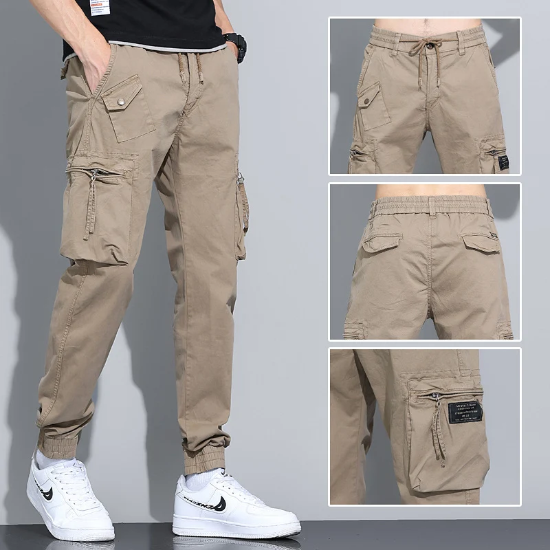 Herren Tapered-Utility-Cargohose mit elastischem Tunnelzugbund, großen Klapp­taschen und gerippten Bündchen Drune