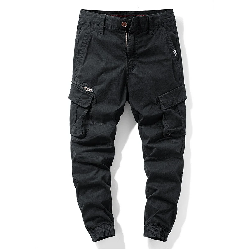 Herren Tapered‑Cargohose im Joggerstil mit Knieabnähern, Mehrfachtaschen und elastischen Knöchelbündchen Drune