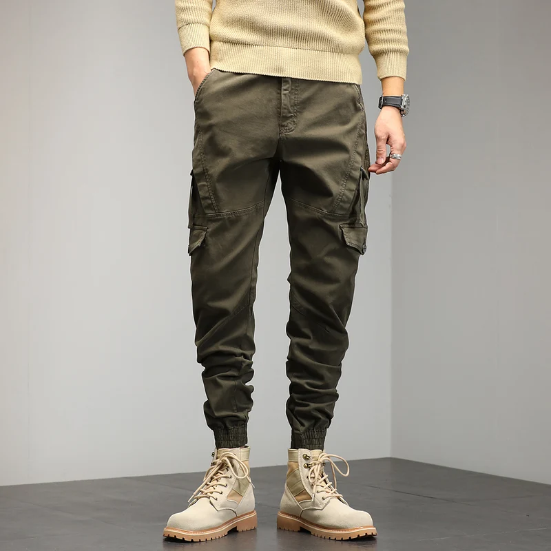 Herren Tapered‑Cargo‑Joggerhose mit ergonomischen Knieabnähern, Klapp‑Utility‑Taschen und geripptem Knöchelabschluss Drune
