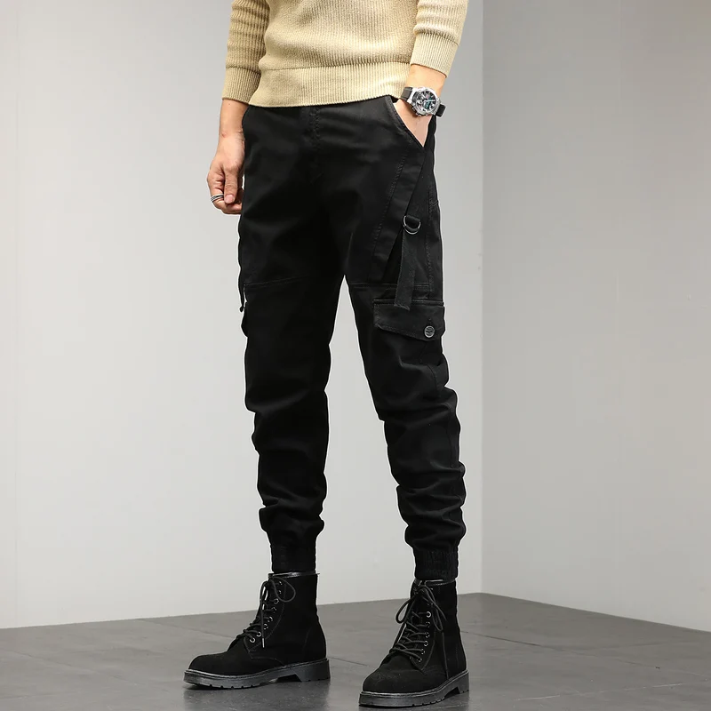 Herren Tapered Cargo‑Jogger mit D‑Ring, Kniepaneelen und elastischen Bündchen Drune