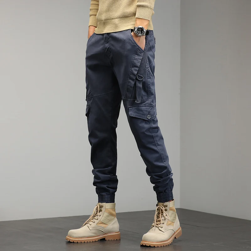 Herren Tapered Cargo‑Jogger mit D‑Ring, Kniepaneelen und elastischen Bündchen Drune