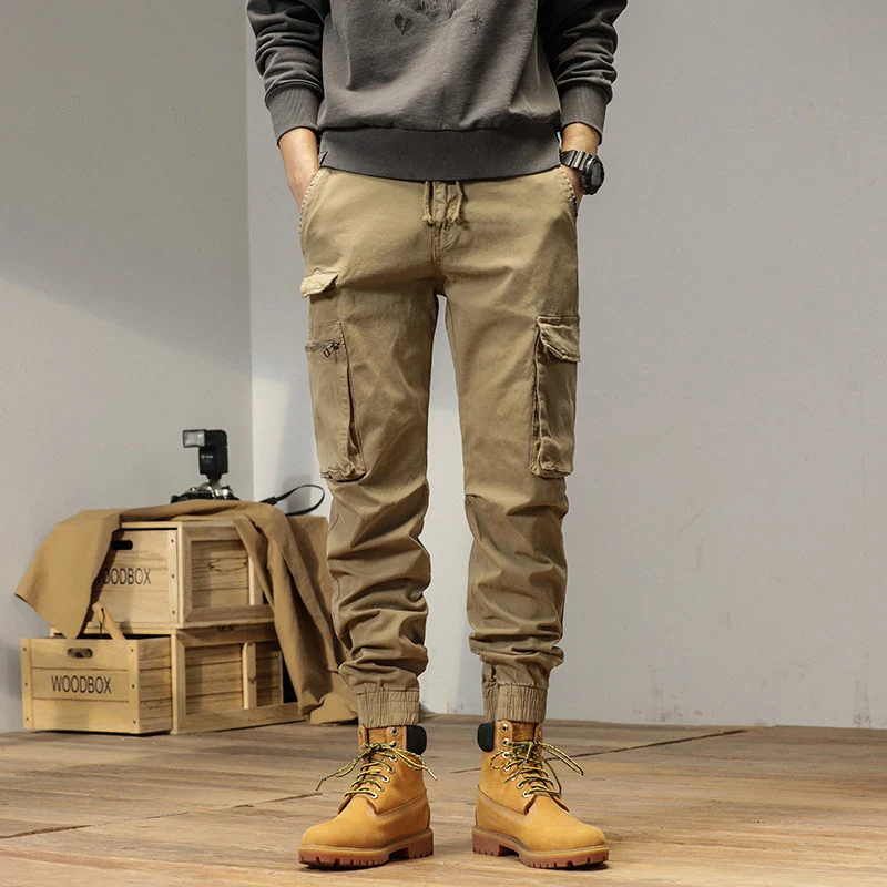 Herren Tapered-Cargo-Jogger aus robustem Canvas mit Utility-Taschen und Elastikbündchen Drune