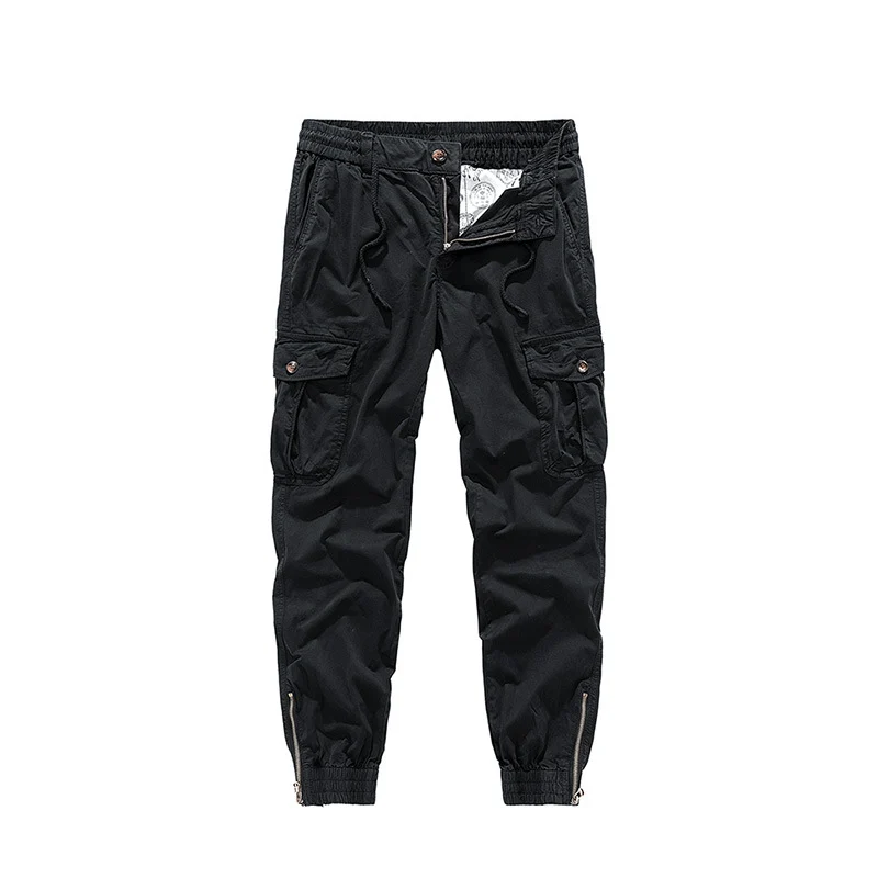 Herren Tapered-Cargo-Jogger aus Baumwoll-Twill mit elastischem Tunnelzugbund, Klapp-Utility‑Taschen und Knöchelreißverschlüssen Drune