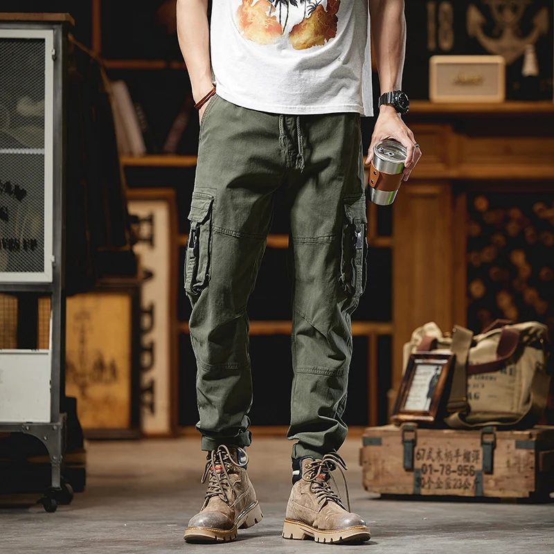 Herren Taktische Utility-Cargo-Hose mit verstärkten Kniepatches, Multifunktionstaschen und Kordelbund Drune