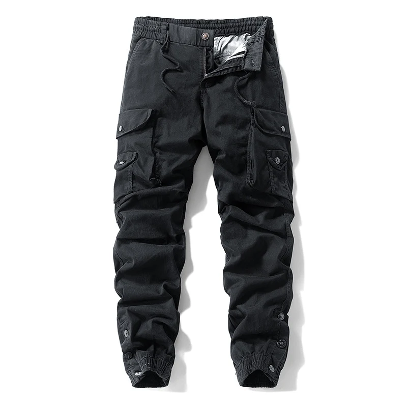 Herren Taktische Cargo-Joggerhose mit Tunnelzugbund und verstellbaren Druckknopf‑Taschen Drune