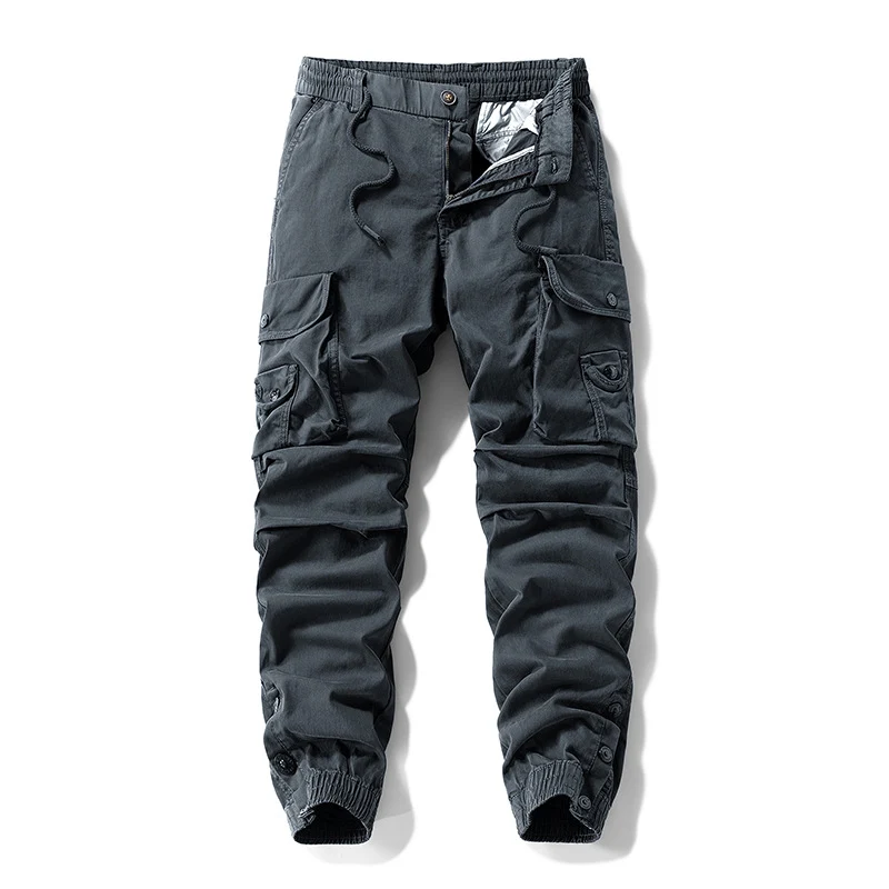 Herren Taktische Cargo-Joggerhose mit Tunnelzugbund und verstellbaren Druckknopf‑Taschen Drune