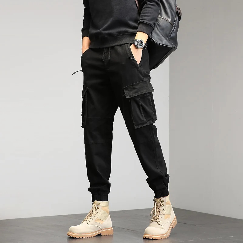 Herren Taktische Cargo‑Joggerhose mit elastischem Tunnelzugbund, Knieabnähern und Mehrfachtaschen Drune