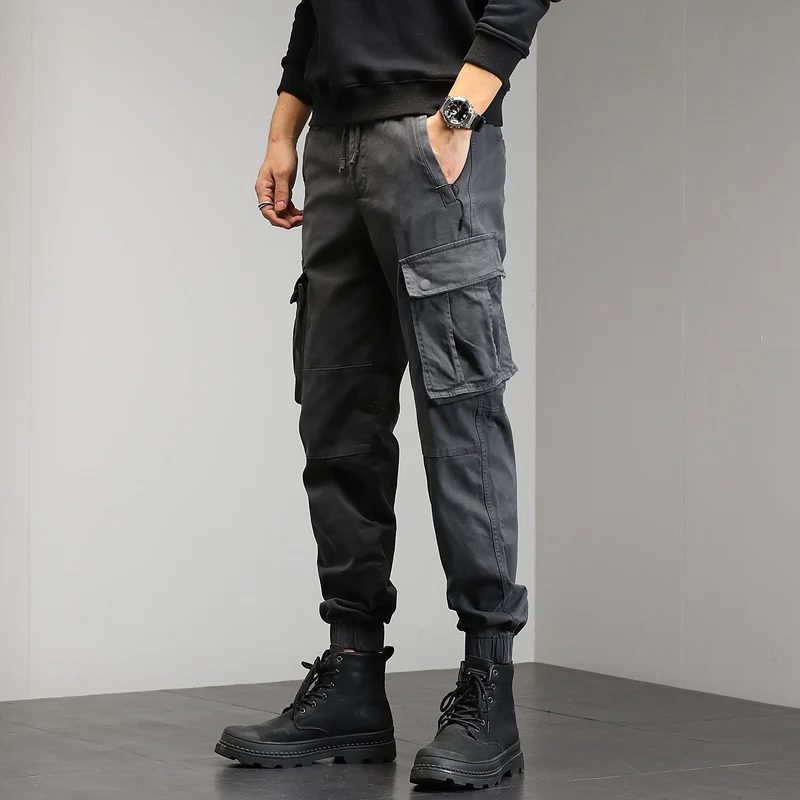 Herren Taktische Cargo‑Joggerhose mit elastischem Tunnelzugbund, Knieabnähern und Mehrfachtaschen Drune