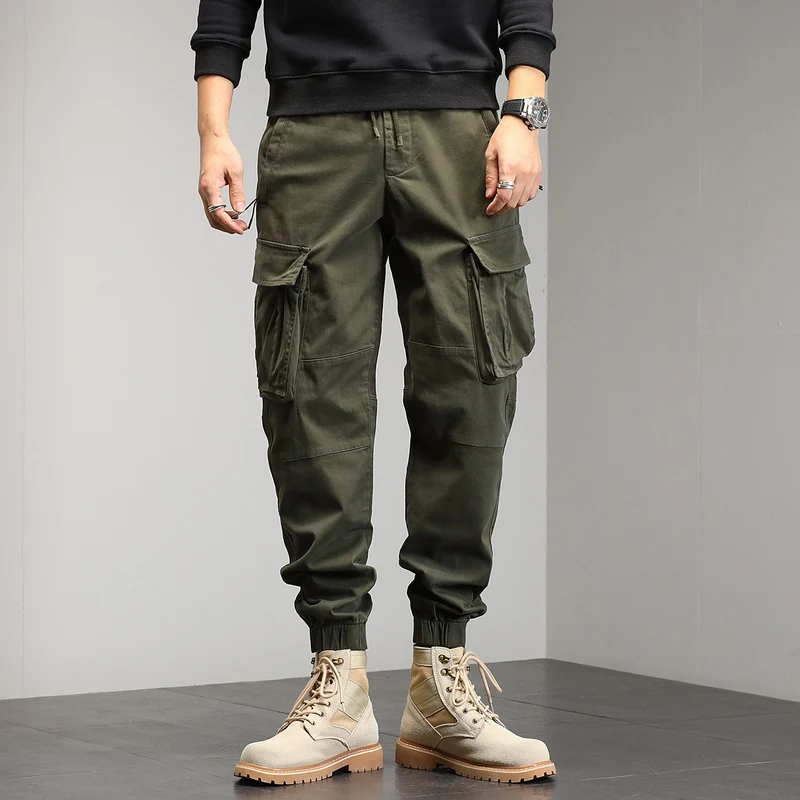 Herren Taktische Cargo‑Joggerhose mit elastischem Tunnelzugbund, Knieabnähern und Mehrfachtaschen Drune