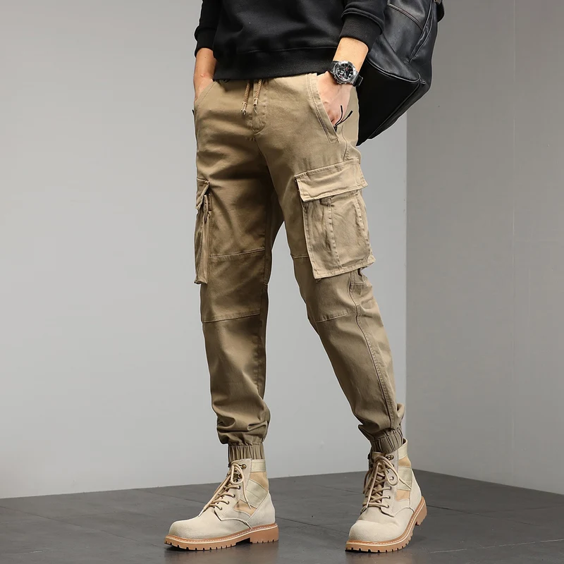 Herren Taktische Cargo‑Joggerhose mit elastischem Tunnelzugbund, Knieabnähern und Mehrfachtaschen Drune