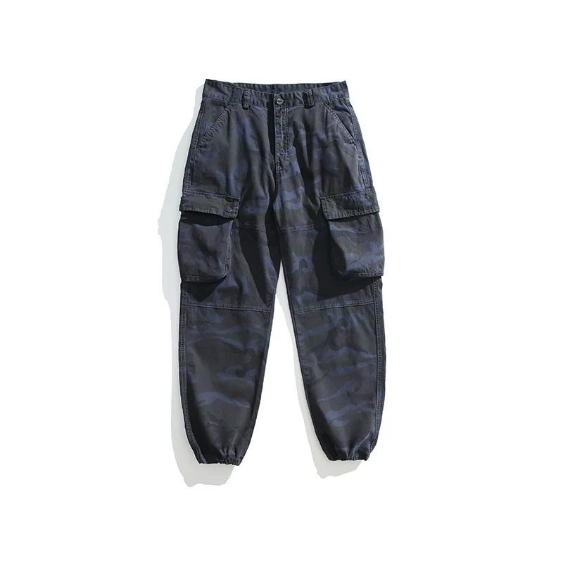 Herren Taktische Cargo-Joggerhose mit elastischem Knöchelabschluss, Mehrfachklapptaschen und Tarnmuster Drune