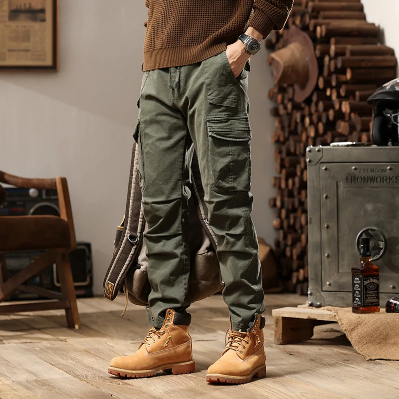 Herren Tactical Cargo-Hose mit Knöchelstulpen und Mehrfachtaschen Drune