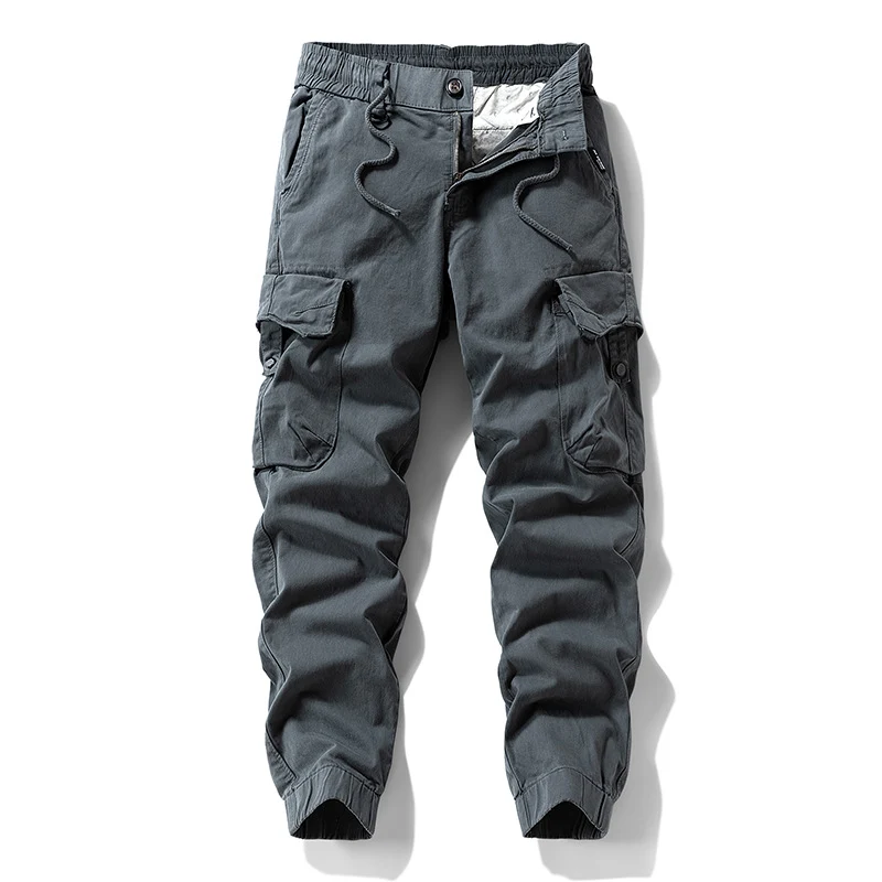 Herren Strapazierfähige Twill-Cargohose im Joggercut mit Tunnelzugbund, aufgesetzten Klapptaschen und gerippten Bündchen Drune