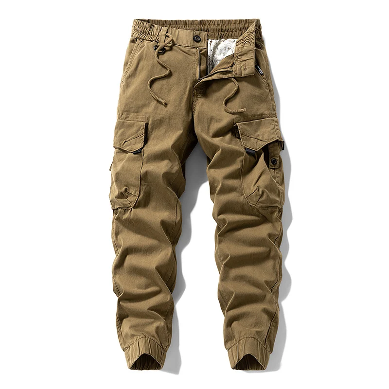 Herren Strapazierfähige Twill-Cargohose im Joggercut mit Tunnelzugbund, aufgesetzten Klapptaschen und gerippten Bündchen Drune