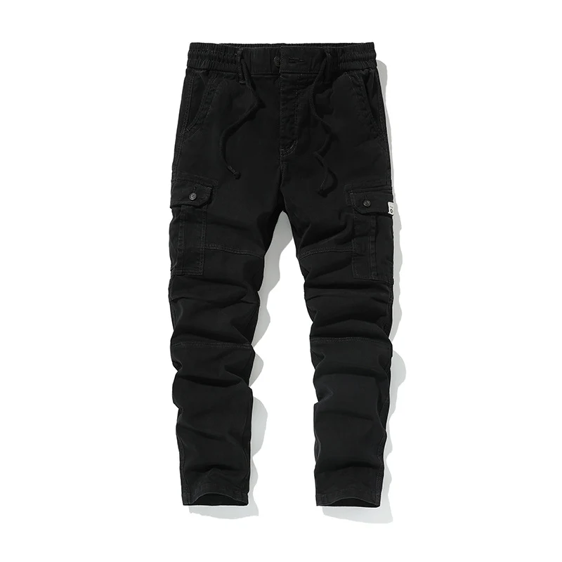 Herren Strapazierfähige Canvas-Cargohose mit ergonomischen Kniefalten, Tunnelzugbund und aufgesetzten Klapptaschen Drune