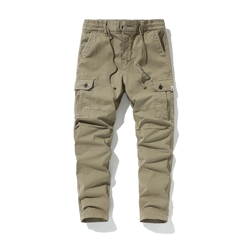 Herren Strapazierfähige Canvas-Cargohose mit ergonomischen Kniefalten, Tunnelzugbund und aufgesetzten Klapptaschen Drune