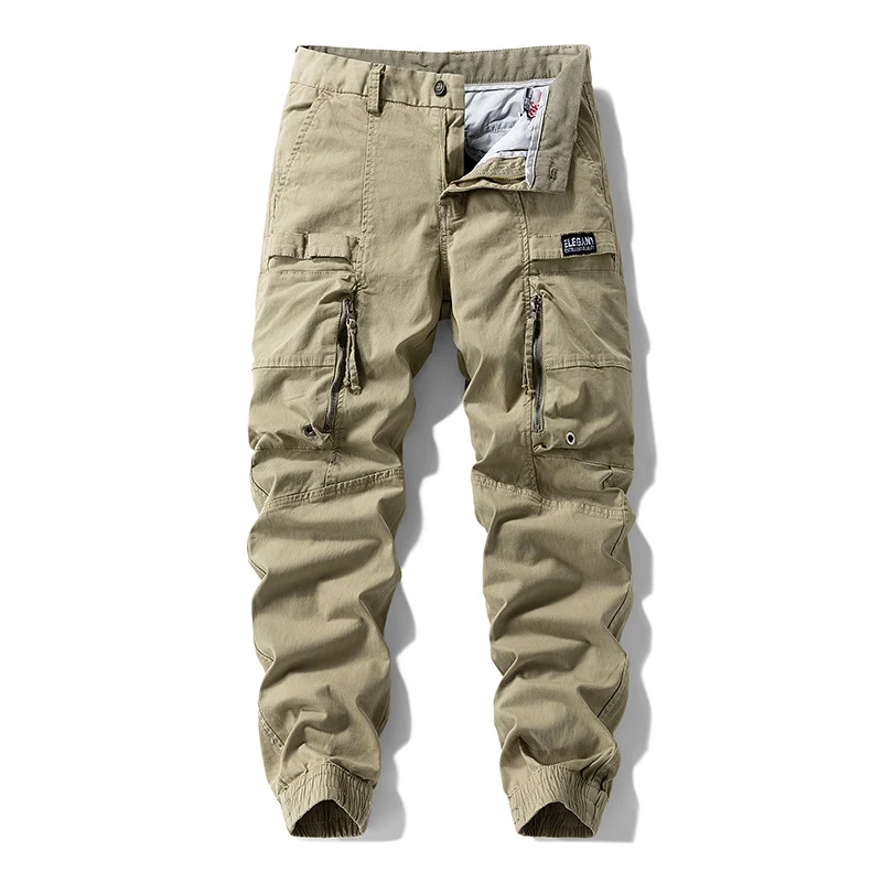 Herren Strapazierfähige Canvas-Cargohose im taktischen Look mit Kniepaneelen, Mehrfachtaschen und elastischem Knöchelabschluss Drune