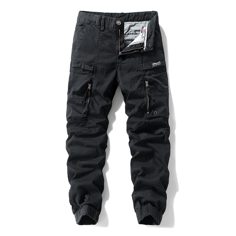 Herren Strapazierfähige Canvas-Cargohose im taktischen Look mit Kniepaneelen, Mehrfachtaschen und elastischem Knöchelabschluss Drune