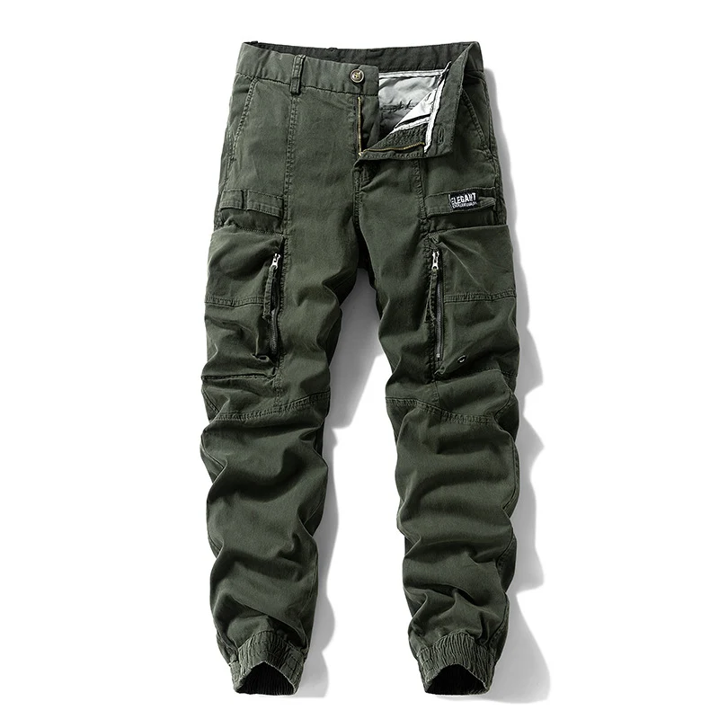 Herren Strapazierfähige Canvas-Cargohose im taktischen Look mit Kniepaneelen, Mehrfachtaschen und elastischem Knöchelabschluss Drune