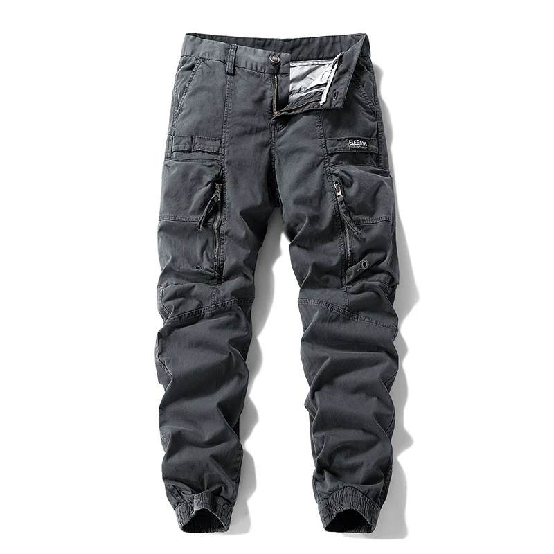 Herren Strapazierfähige Canvas-Cargohose im taktischen Look mit Kniepaneelen, Mehrfachtaschen und elastischem Knöchelabschluss Drune